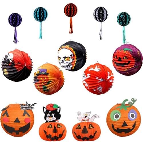 Halloween Decoration Party Lantern Pumpkin Ghost Witch Shape Horror Atmosphere Paper Lantern Decoration