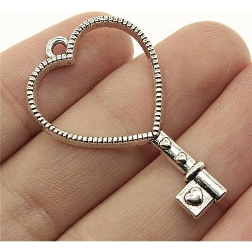 WYSIWYG 10pcs 42x25mm Love Key Metal Frame Charm Uv Resin Epoxy Cabochon Setting Antique Silver Color Bezel Setting Photo Frame