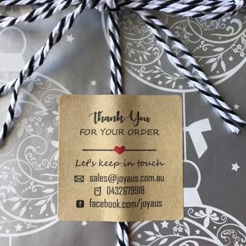 Kraft or White "thank you" Custom Business Logo Labels Stickers ，Personalize Social Media Stickers， Order Package Lables