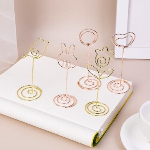 1Pcs Wedding Heart Photo Clip Table Number Stand Desktop Decoration Metal Place Card Holder Party Supplies