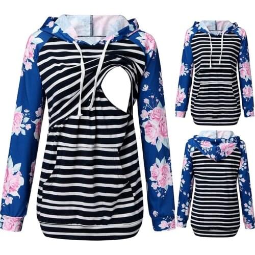 Womens Maternity Nursing Hoodie Sweatshirt Long Sleeves Breastfeeding Pregancy Tops Casual Clothes