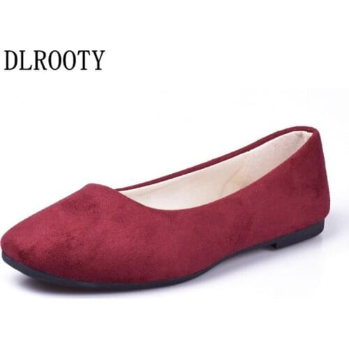 Big Size Women Flats Candy Color Shoes Woman Loafers Square Toe Spring Autumn Flat Casual Slip On Solid Shallow Plus Size 35-42