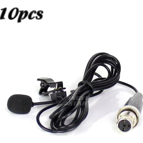 10PCS Mini XLR 4 Pin TA4F Lock Lavalier Lapel Microphone Clip Mic For MIPRO UHF Wireless Microphone System Beltpack Transmitter