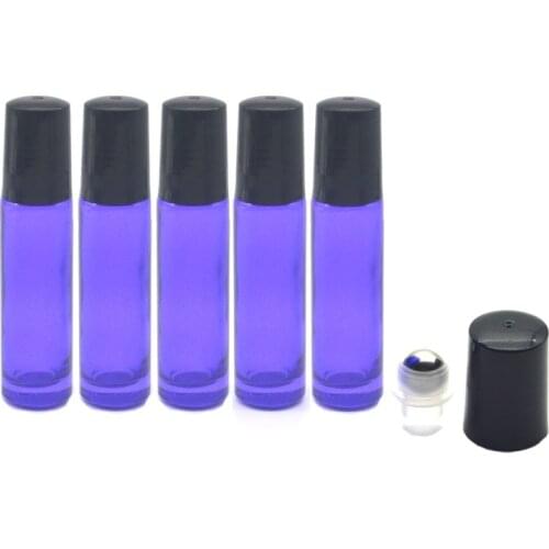 144pcs 10ml Empty Perfume Sample Roller Bottle Fragrance Essential Oil Bottles Roll-On Purple-blue Glass Vial