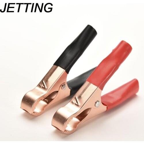 2Pcs 50A Red + Black 90mm Crocodile Car Caravan Van Battery Test Lead Clips Insulated Alligator Clamp High Quality