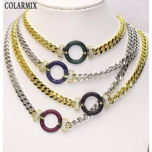 3 strands Zirconia circle pendant Metal necklace Handmade jewelry necklace for women multi pendants fashion accessories 6246