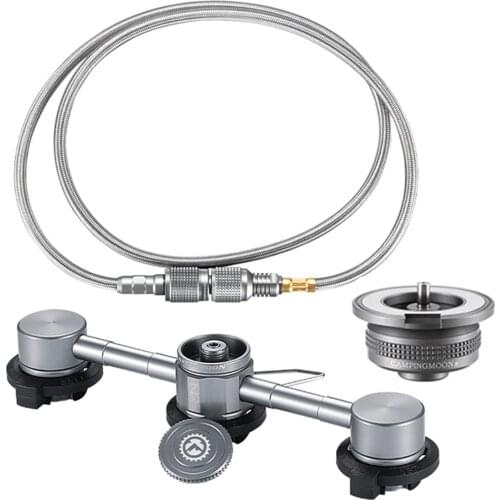 3 In 1 Butane Adapter with Extension Hose Split Type Furnace Adapter Gas Cartridge Head Conversion Adapter Nozzle Bottle Type