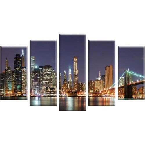 5 pieces of the brooklyn bridge in New York City oil painting canvas wall art deformation of abstract painting pictures to decor