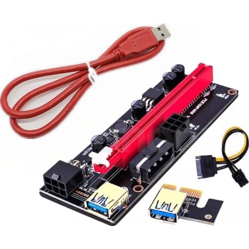 Newest VER 009S PCI-E 1X to 16X LER Riser Card Extender PCI Express Adapter USB 3.0 Cable Power Supply for Bitcoin Miner Mining