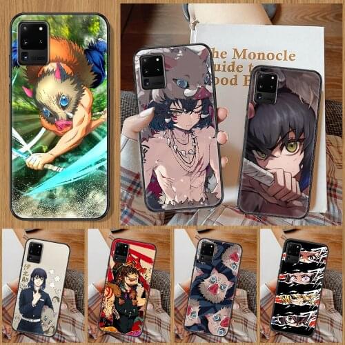 Demon Slayer Hashibira Inosuke Phone case For Samsung Galaxy Note 4 8 9 10 20 S8 S9 S10 S10E S20 Plus UITRA Ultra black 3D cover