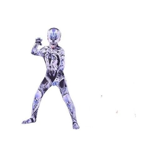 Halloween Black and White Boy Cosplay Costume Sets With Mask Clothes Children Costume Spiderboy Tight Clothes Dress