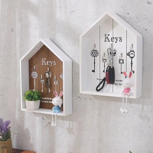 Home wall decoration handmade key wooden hook storage box multipurpose keys hanging for clothes stand WF1029