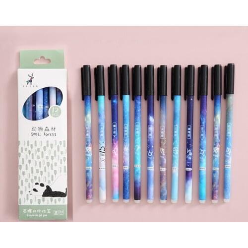 12Pcs/Box Erasable Gel Pen Constellation Cute 0.5mm Blue Ink Pen School Office Supplies Writing Stationery Gift Gel Pens