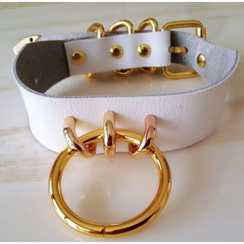 Harajuku 100%Handmade Sexy O-Round Collar Punk Rock Gothic Choker Necklace belt torques-Gold-color White color free shipping