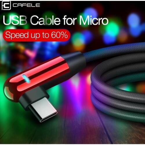 Cafele USB C Cable for Xiaomi 8 USB Charging Type C Cable LED Lighting Nylon Weave Type-C USB-C Mobile Charger USB Data Sync