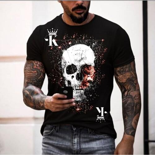 Summer personality skull full-body print T-shirt mens fashion short sleeves
