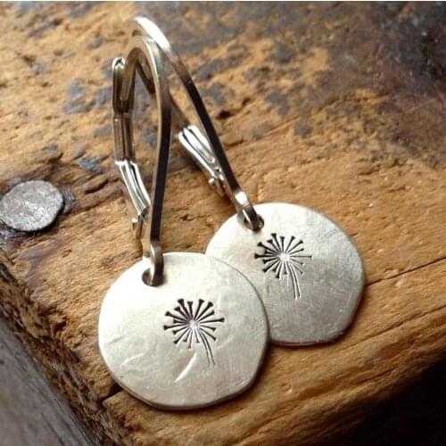 Small Women Silver Color Bohemia Wishing Dandelions Earrings for Female Party Drop Earrings Fashion Jewelry Accessories