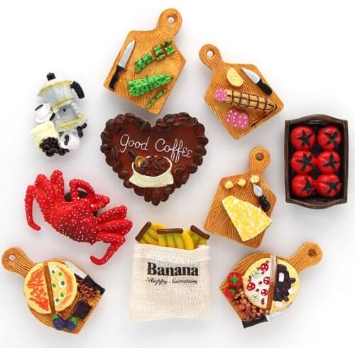 Physical simulation model 3D refrigerator paste home decoration coffee machine tomato crab bread banana fridge magnet Collection