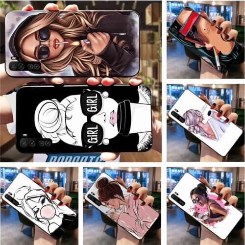 Fashion coffee smoking girl Phone Case For Huawei Nova 6se 7 7pro 7se honor 7A 8A 7C 9C Play