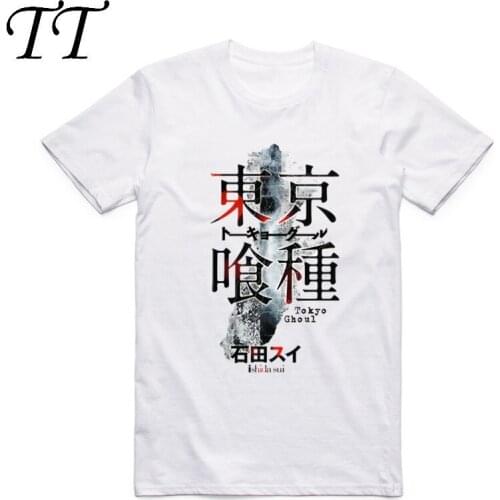 2019 New Fashion Men Print Tokyo Ghoul Anime T-shirt O-Neck Short Sleeves Summer Japanese Manga Ken Kaneki Cool Top Tee T Shirt