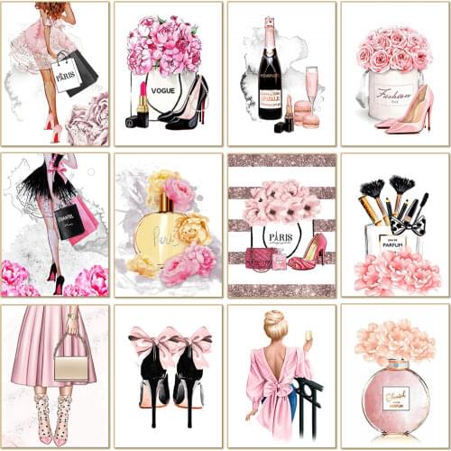 QIZITENG 5D Diy Diamond Painting Perfume Ladies Fashion Modern Bedroom Decoration Full Square/Round Rhinestone Embroidery Gift