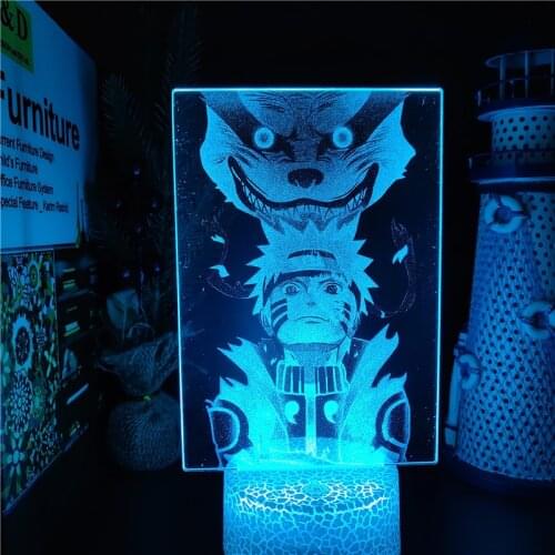 Naruto Uzumaki Kurama 3D Illusion Night Light Lamp Shippuden Kyuubi Anime Acrylic Led Table Lamp USB Colourful Lampara Kids Gift