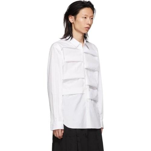 Mens new hair stylist singer hip-hop street personality drape design casual loose large shirt