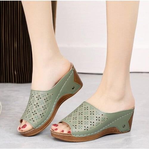 New Womens Sandals Hollow Out Platform Sandals Women Retro Casual Womens Shoes Fish Mouth Wedges Ladies Shoes Female Sandalias