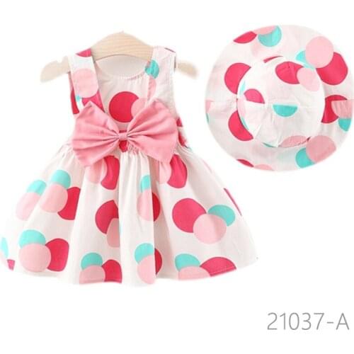 Baby Girls Clothes Summer Dress Sleeveless Newborn Infant Kids Dresses Cotton Dress + Hat Toddler Dresses Girls Skirt for Baby