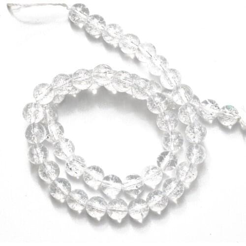 Wholesale White Cracked Glass Beads Natural Stone Round Loose Beads 6mm 8mm 10mm 12mm for Jewelry Making Bracelet Earrings DIY