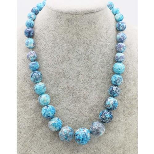 Wholesale blue jade round 10-20mm necklace 18inch FPPJ nature beads for woman gift weding amazing