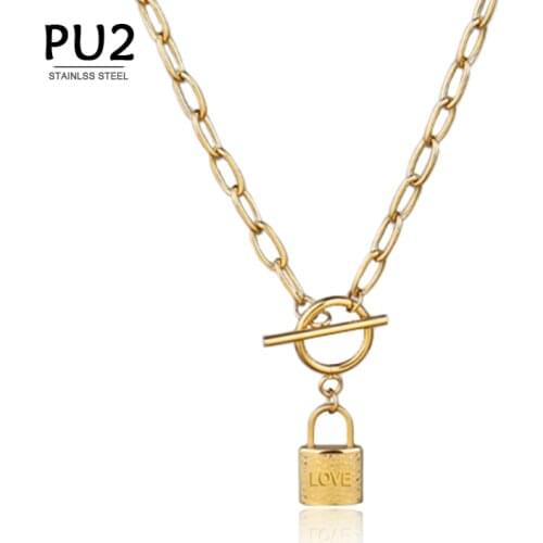 Stainless Steel Necklace For Women Lock Pendant Necklace Bohemian Multi Layered Chain Necklace Women’ Necklace Jewelry