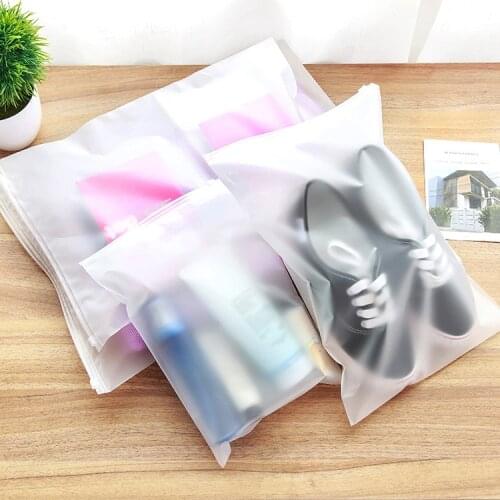 1pcs Portable Frosted Storage Bag Plastic Package Cloth Travel Storage Bag Custom Waterproof Bag Zipper Lock Self Seal Matte