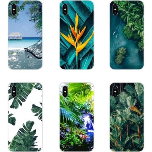 For Apple iPhone X XR XS 11Pro MAX 4S 5S 5C SE 6S 7 8 Plus ipod touch 5 6 Transparent TPU Shell Case Tropical rain forest flower