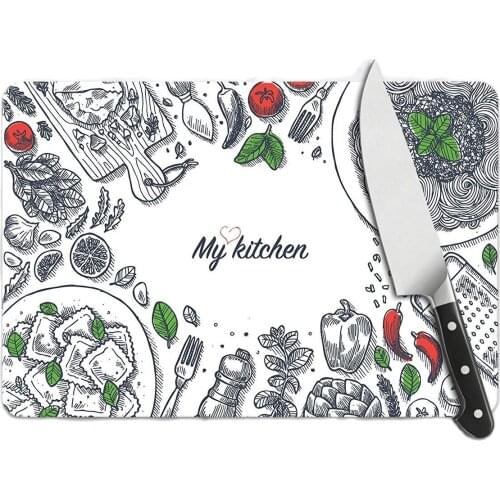Glass Cutting Board My Kitchen Themed Glass Cutting Table Modern Kitchen Design 30x40 cm