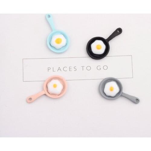 10pcs Omelette Sun Egg in Mini Coloful Pan Shape Cute Little Enamel Alloy Pendant Charms DIY Jewelry Accessories
