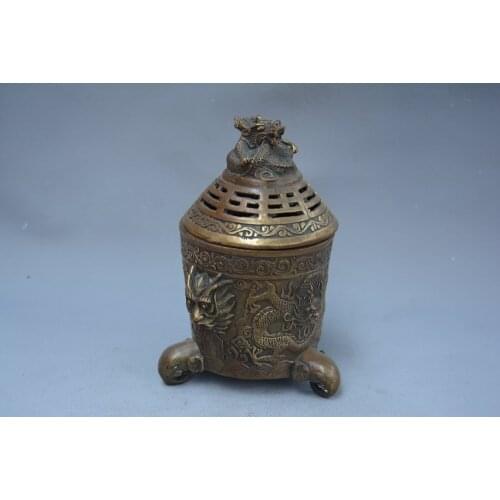 Rare Old Qing Dynasty brass incense, Dragon, best collection & adornment, free shipping