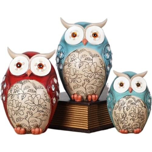 Retro nostalgic owl decor Animal Figurines Resin Miniatures Home Decoration Living Room Ornaments cute pet modern designe Crafts