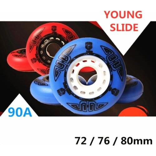 90A YOUNG SLIDE Blue Red 72mm 76mm 80mm Inline Skates Wheel for Sliding Shift Skating Tyre for SEBA IGOR MST Fierce Drift 90A