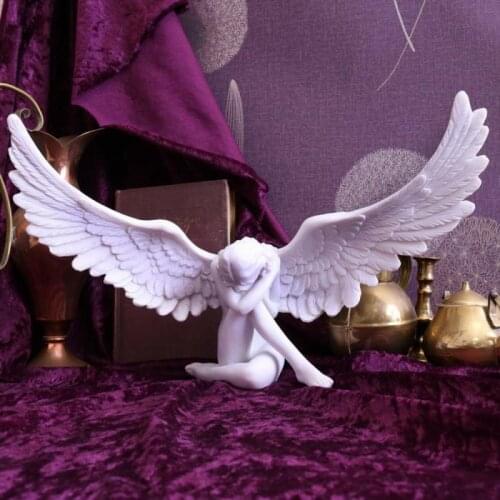 Garden Decoration Angel Sculpture Resin Angel Statue Angel Wings Sculpture Figure Ornament Garden Yard Home Decor Art Crafts