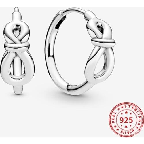Real 925 Sterling Silver Earring Infinity Knot Hoop Earrings For Women Birthday Party Fine Jewelry Gift 2021
