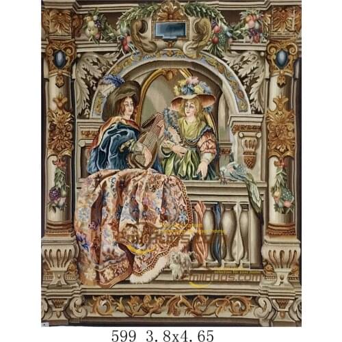 Old French Aubusson Tapestries Hand-woven Brown Fashionable Circular Household Decoration Mat Woven Tapestry Halloween