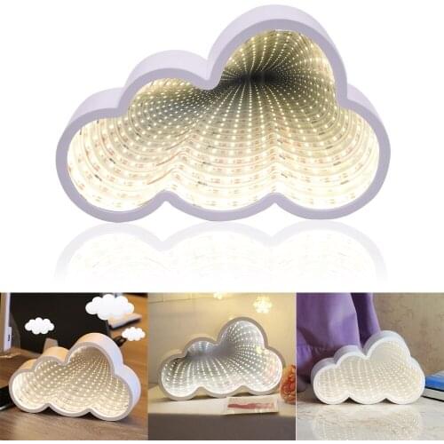 LED Night Lights cloud shape tunnel light dream effect tunnel mirror light creative bedroom decoration lamp