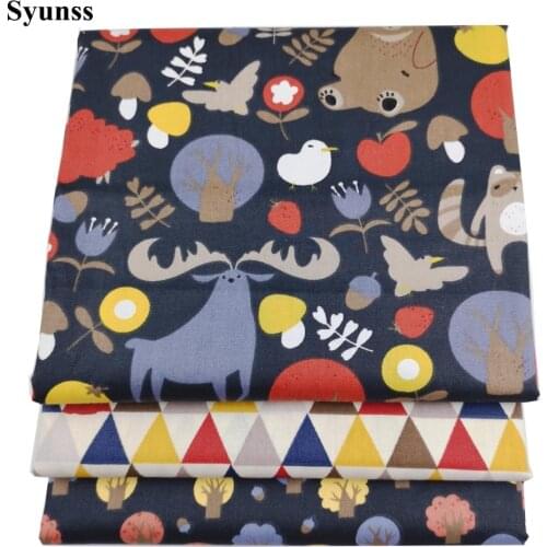 Syunss Diy Patchwork Cloth For Quilting Baby Cribs Cushions Dress Sewing Tissus Animal Forest Printed Twill Cotton Fabric Tecido
