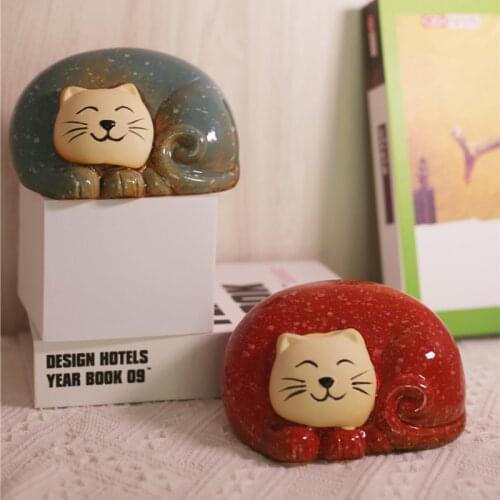 Girl Room Decoration Porcelain Cat Ornaments Rustic Home Decor Kawaii Room Decor Ceramic Cat Decorations Teen Room Decoration