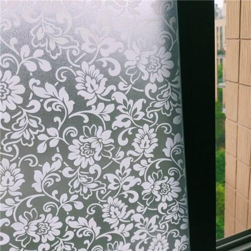 55x100cm White Flower VineTranslucent Window Film Static Anti-Privacy PVC Glass Sticker Bathroom Kitchen Sliding Door Decoration