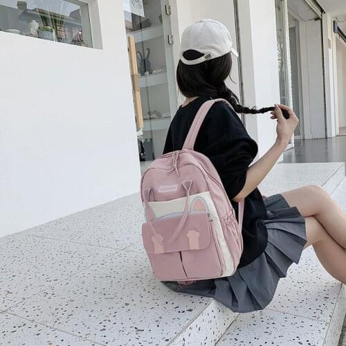 Large Capacity Nylon School Bags For Teenagers Girls backpacks female laptop bag Daypack bagpack Cute cat look women Backpack