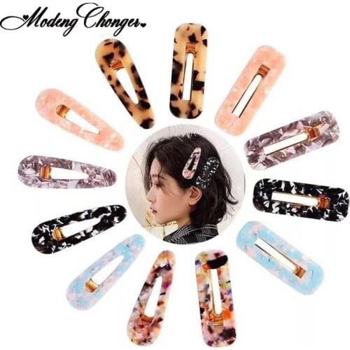 2pcs/Set Hairpin For Women Acetic Acid Hair Clips Leopard Print Waterdrop Barrettes Rectangle Hairgrips Hair Accessories Hot