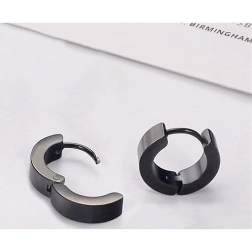 RONGQING 1pair Fashion Earrings Stainless Steel Round Clip Earrings for women man Geometric gift