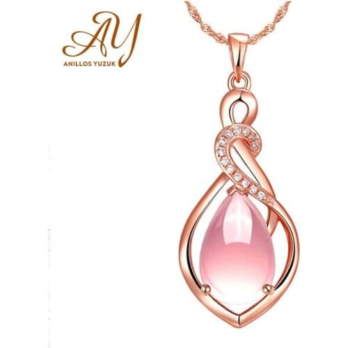 Anillos Yuzuk Authentic 925 Sterling Silver Rose Quartz Pendant Necklace With Box Chain For Women Fine Jewelry Drop Shipping